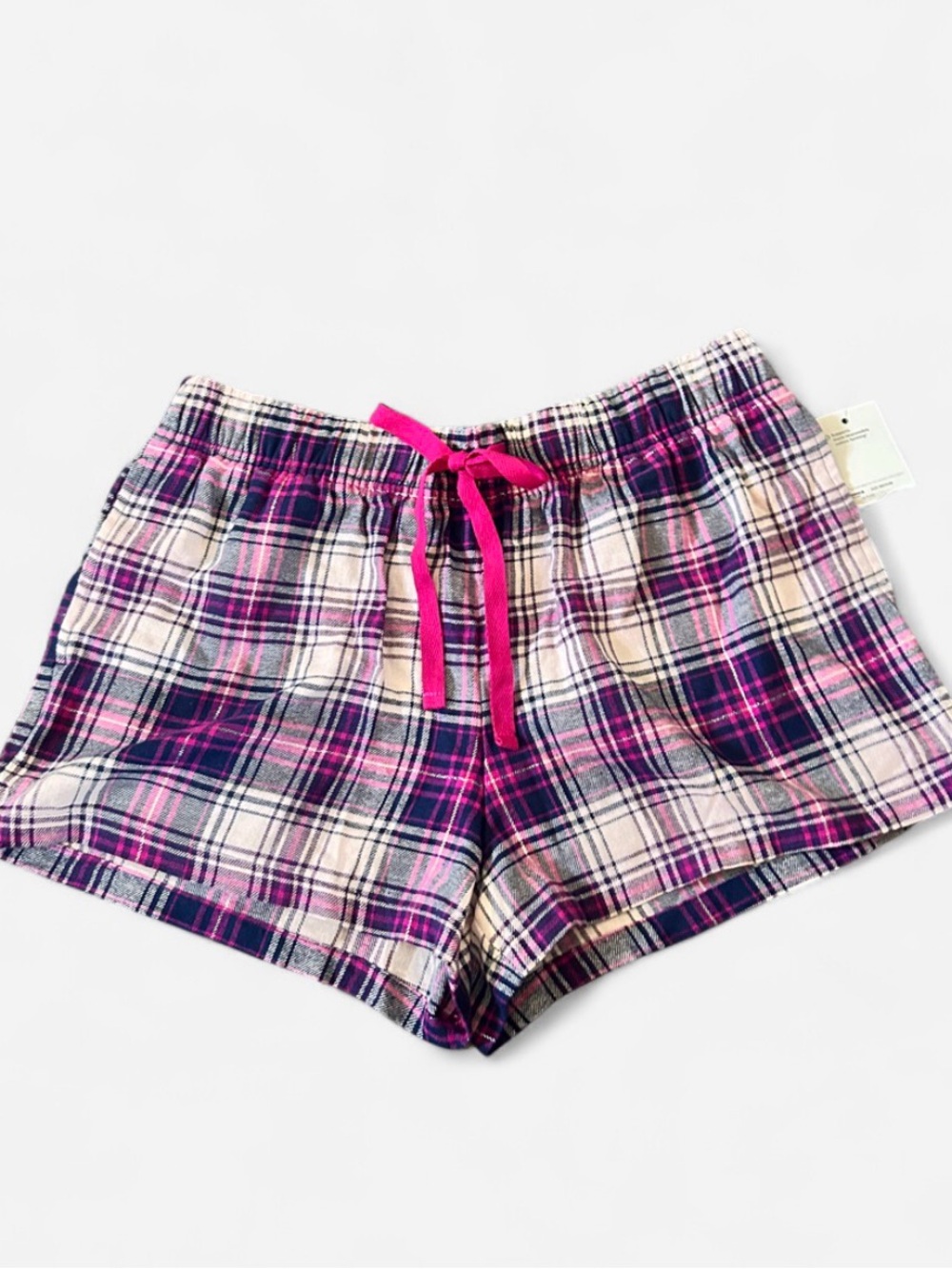 Sonoma Pink and Navy Plaid Cotton Lounge Shorts. Size M (NEW WITH TAGS)